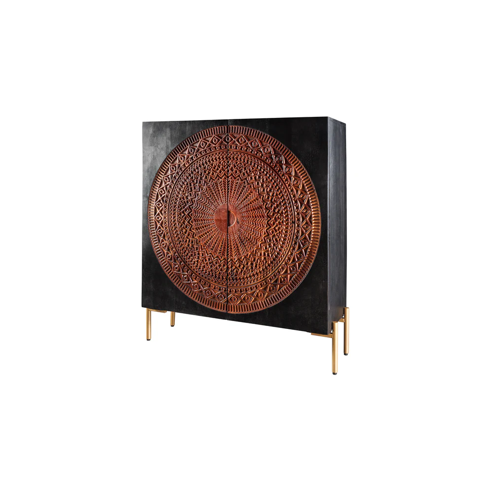 Dřevěná designová komoda Black Mandala mango Black Komody 41105