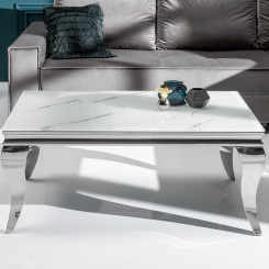 Konferenční stolek MODERN BAROCCO 100 CM SILVER mramorový vzhled  Konferenční stolky 39998