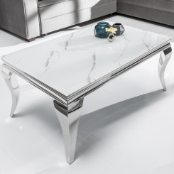 Konferenční stolek MODERN BAROCCO 100 CM SILVER mramorový vzhled  Konferenční stolky 39998