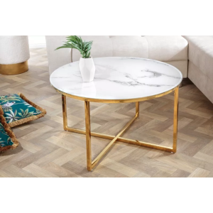 Konferenční stolek ELEGANCE GOLD X 80 CM bílý mramorový vzhled  Komody 42160