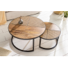 2SET konferenční stolky kulaté VIENNA LOUNGE masiv mango/ratan  Nábytek 40135
