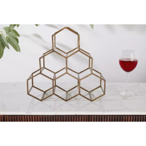 Stojan na láhve HONEYCOMB 35 CM zlatý  Doplňky a dekorace 43192