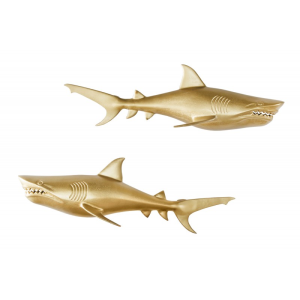 2SET nástěnná dekorace SHARK GOLD 70 CM  Doplňky a dekorace 42984