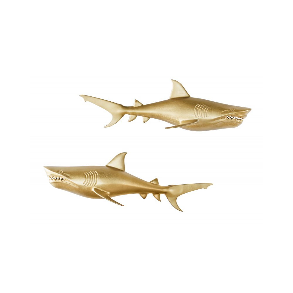 2SET nástěnná dekorace SHARK GOLD 70 CM  Doplňky a dekorace 42984