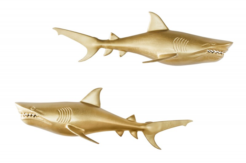 2SET nástěnná dekorace SHARK GOLD 70 CM  Doplňky a dekorace 42984