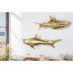 2SET nástěnná dekorace SHARK GOLD 70 CM  Doplňky a dekorace 42984