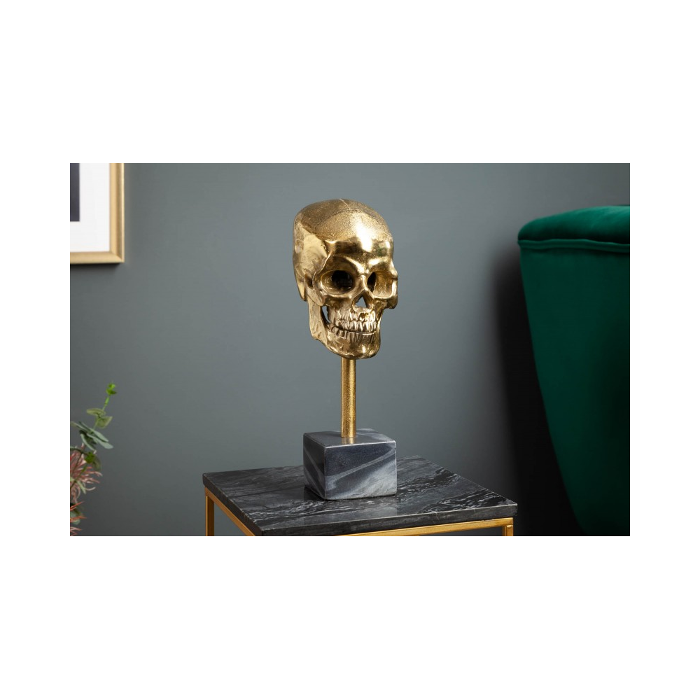 Skulptura SKULL 35 CM zlatá  Doplňky a dekorace 40908