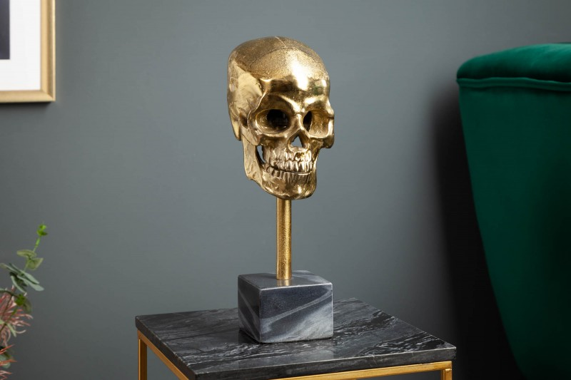 Skulptura SKULL 35 CM zlatá  Doplňky a dekorace 40908