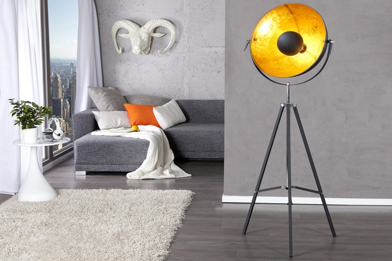 Stojací lampa BIG STUDIO 160 CM černo-zlatá  Doplňky a dekorace 18692