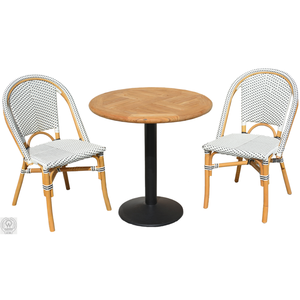 VARENA SET stůl VARENA ⌀75cm 2x BISTRO křesla  Bílá  Zahradní sety 80042,1