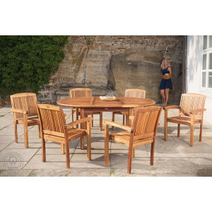 Teakový stůl rozkládací ELEGANTE 120x200-300  Zahradní stoly a stolky 11001