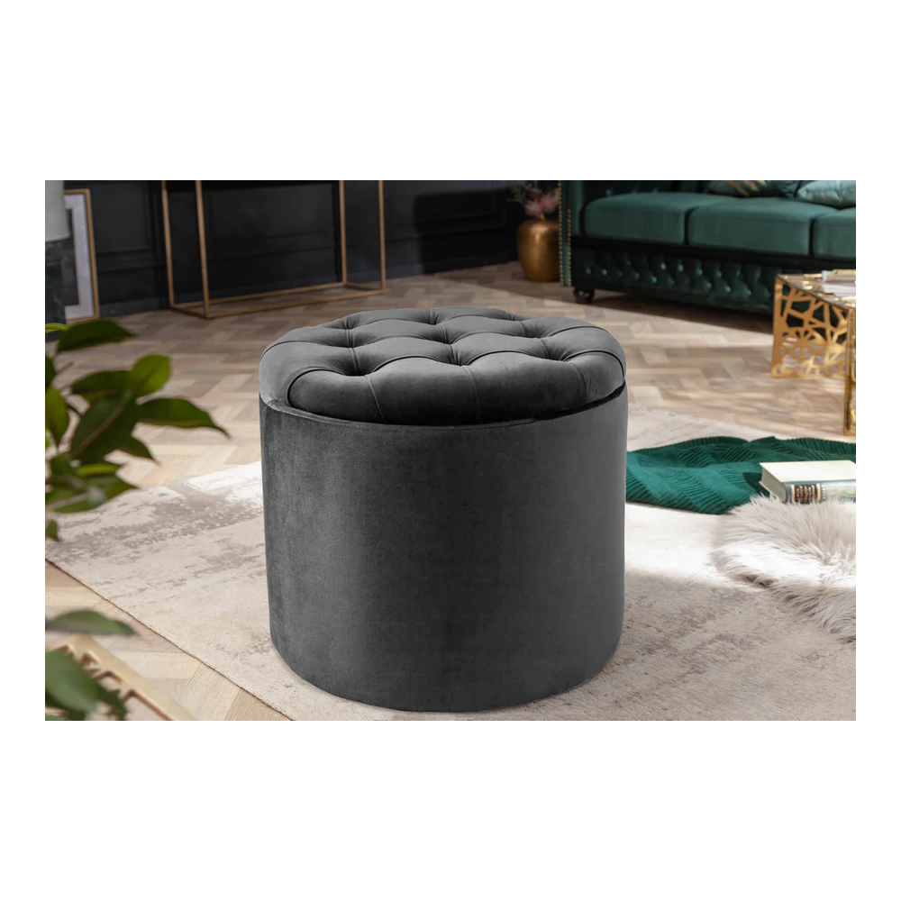 Taburet MODERN BAROCCO 50 CM šedý samet  Taburety a podnožky 44747