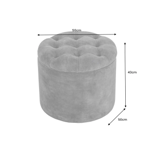 Taburet MODERN BAROCCO 50 CM šedý samet  Taburety a podnožky 44747