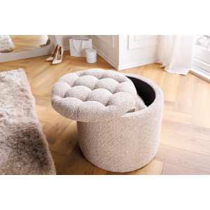 Taburet MODERN BAROCk 50 CM šampaňský bouclé  Taburety a podnožky 45066