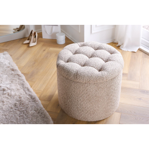 Taburet MODERN BAROCk 50 CM šampaňský bouclé  Taburety a podnožky 45066