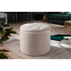 Taburet MODERN BAROCCO 50 CM béžový samet  Taburety a podnožky 40738