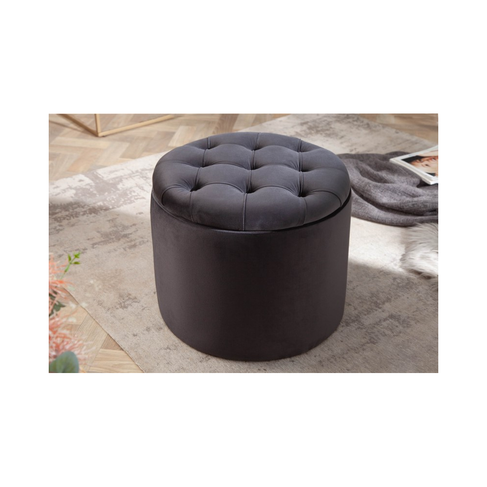 Taburet MODERN BAROCCO 50 CM černý samet  Taburety a podnožky 40734