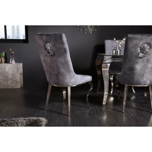 2SET zámecká židle MODERN BAROCCO S RUKOJETÍ šedá samet  Židle 41507