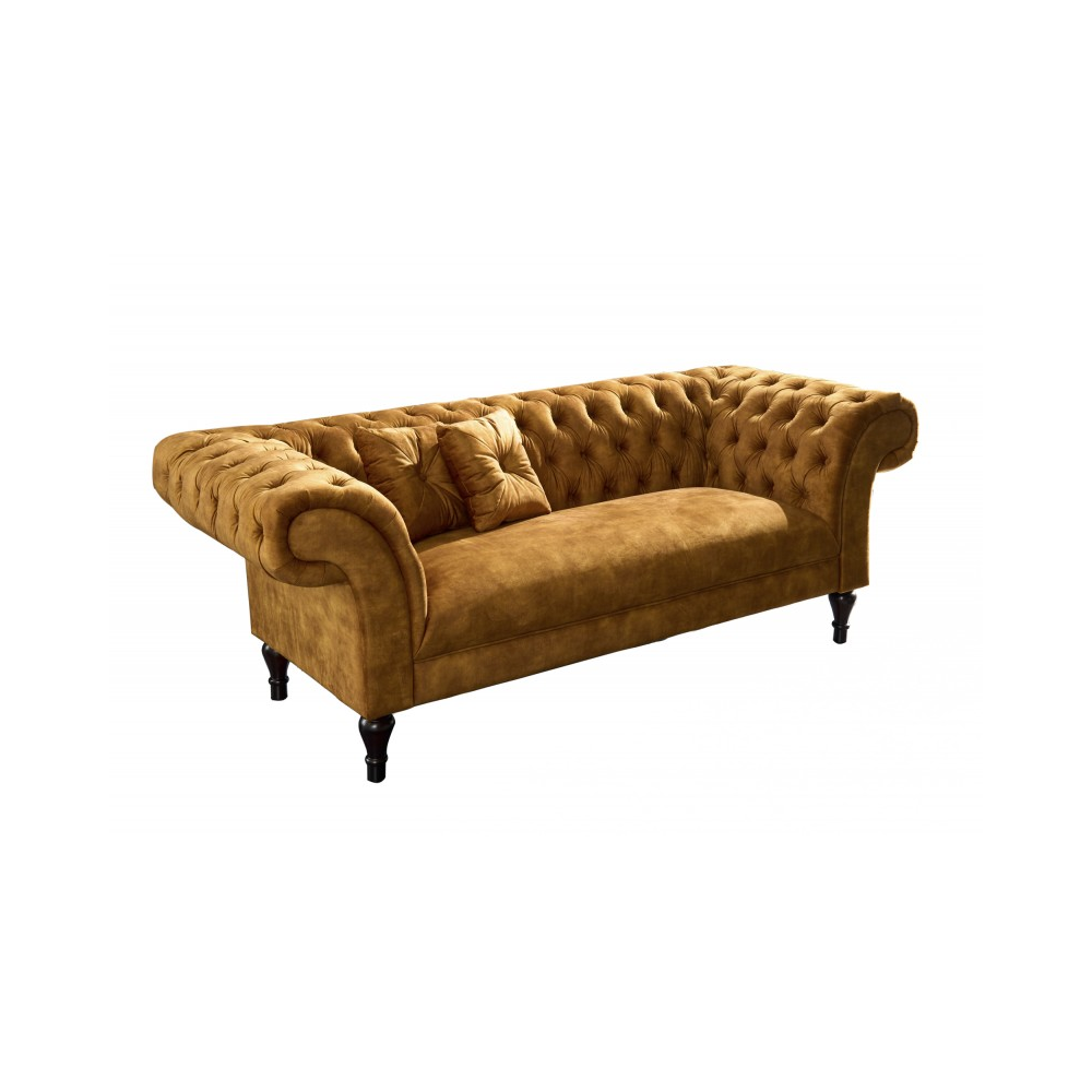 Pohovka PARIS 225 CM tmavě žlutá samet  Pohovky 41249