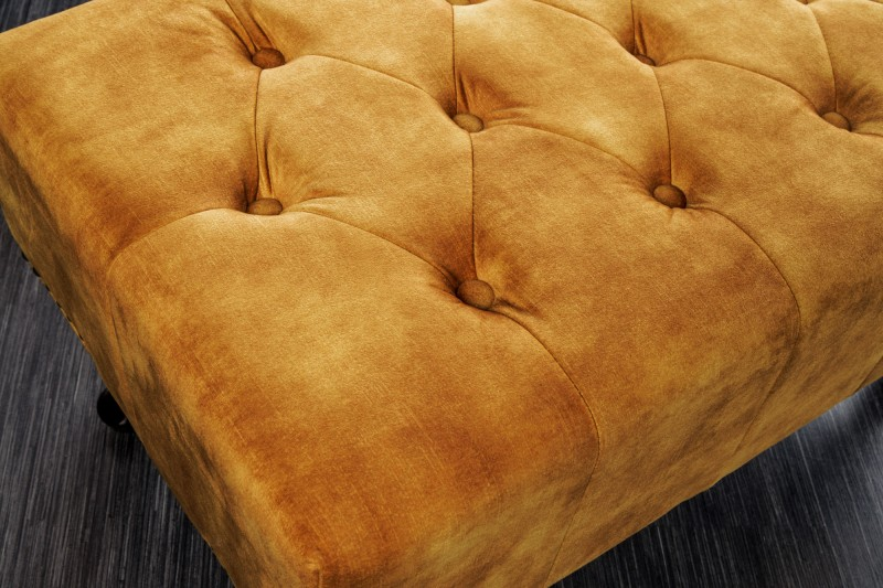 Taburet CHESTERFIELD tmavě žlutý samet  Domů 41445