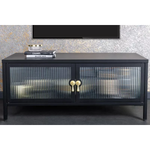 Vitrína AMSTERDAM 90 CM černá vroubkované sklo  Vitríny 43536