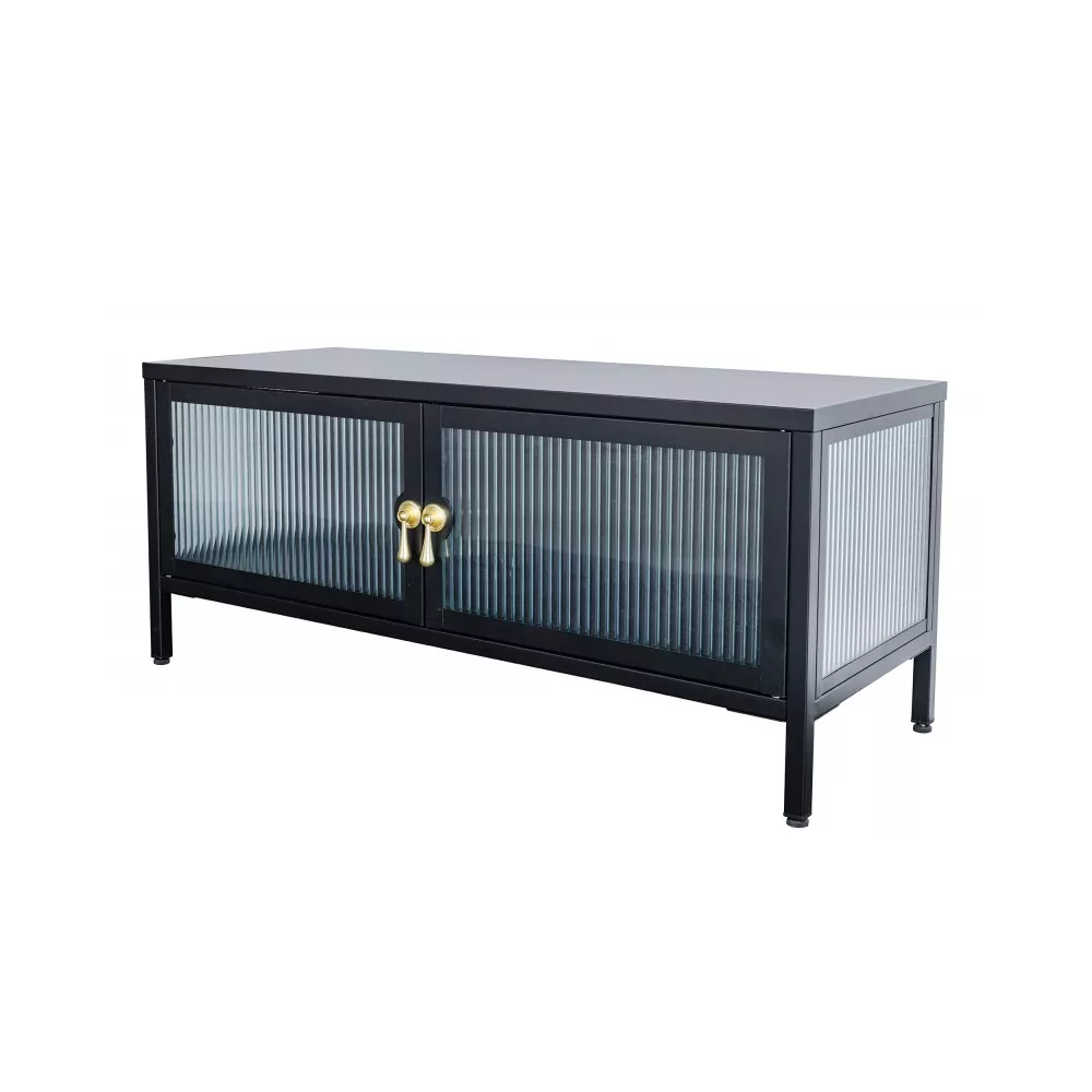 Vitrína AMSTERDAM 90 CM černá vroubkované sklo  Vitríny 43536