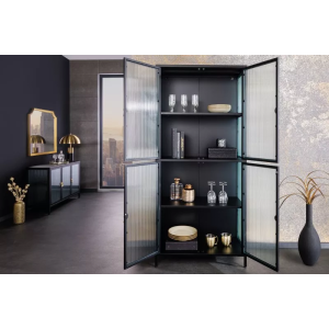 itrína AMSTERDAM 180 CM černá vroubkované sklo  Vitríny 43532