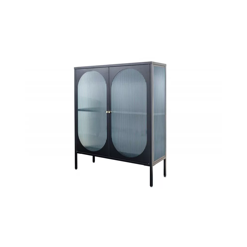 Vitrína PARIS 110 CM černá vroubkované sklo  Vitríny 43331