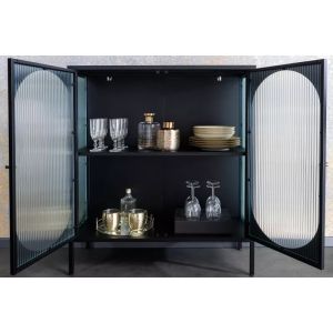 Vitrína PARIS 110 CM černá vroubkované sklo  Vitríny 43331