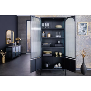 Vitrína PARIS 180 CM černá vroubkované sklo  Vitríny 43330