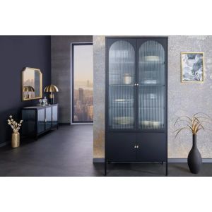 Vitrína PARIS 180 CM černá vroubkované sklo  Vitríny 43330