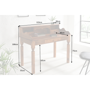 Sekretář MAKASSAR NATUR 115 CM masiv sheesham  Pracovna 17293