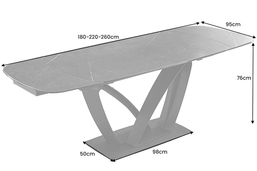Rozkládací keramický jídelní stůl Papilonia 180-220-260cm mramor  Jídelní stoly 45178
