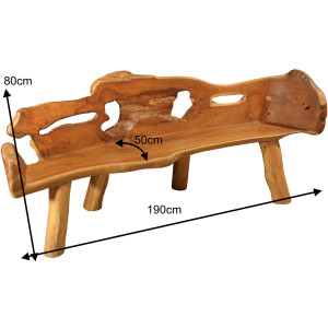 Masivní lavice z teakového dřeva ROOT 190cm  Lavice 2301023