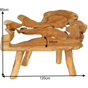 Masivní lavice z teakového dřeva ROOT 120cm  Lavice 2301026