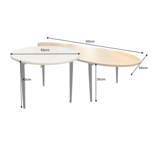 Konferenční stolek ADLON, set 2 ks - akácie + mramor  Konferenční stolky 45187