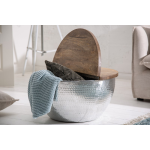 Konferenční stolek ORIENT STORAGE 60 CM stříbrný masiv mango  Konferenční stolky 40109