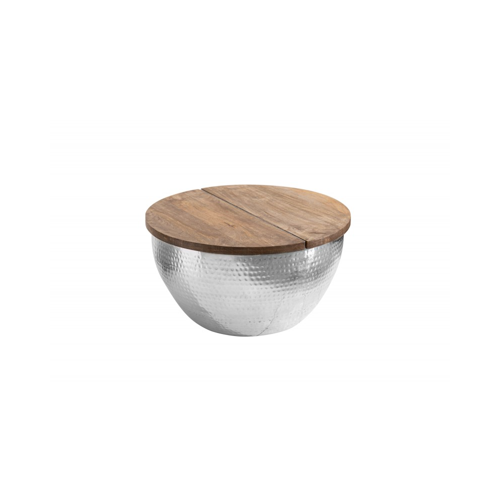 Konferenční stolek ORIENT STORAGE 60 CM stříbrný masiv mango  Konferenční stolky 40109