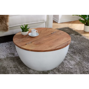 Konferenční stolek ORIENT STORAGE 60 CM bílý masiv mango, II.  Konferenční stolky 40108