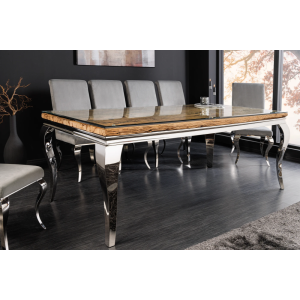 Jídelní stůl MODERN BAROCK BARRACUDA 200cm chrom vč. skleněného topu bez teakové desky Modern Barock Kuchyň a jídelna 44363