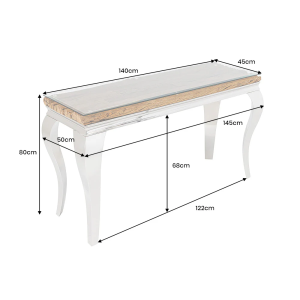 Konzole MODERN BAROCK BARRACUDA 140cm chrom vč. skleněný top bez teakového topu Modern Barock Konzolové stolky 44364