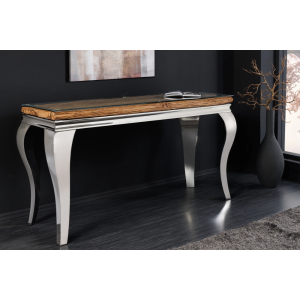 Konzole MODERN BAROCK BARRACUDA 140cm chrom vč. skleněný top bez teakového topu Modern Barock Konzolové stolky 44364