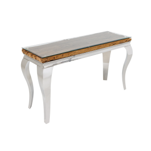 Konzole MODERN BAROCK BARRACUDA 140cm chrom vč. skleněný top bez teakového topu Modern Barock Konzolové stolky 44364