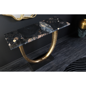 Ručně vyrobený konzolový stolek OMEGA 80cm mramorová černá se zlatým rámem  Konzolové stolky 44851