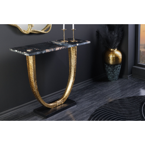 Ručně vyrobený konzolový stolek OMEGA 80cm mramorová černá se zlatým rámem  Konzolové stolky 44851