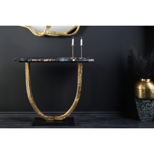 Ručně vyrobený konzolový stolek OMEGA 80cm mramorová černá se zlatým rámem  Konzolové stolky 44851