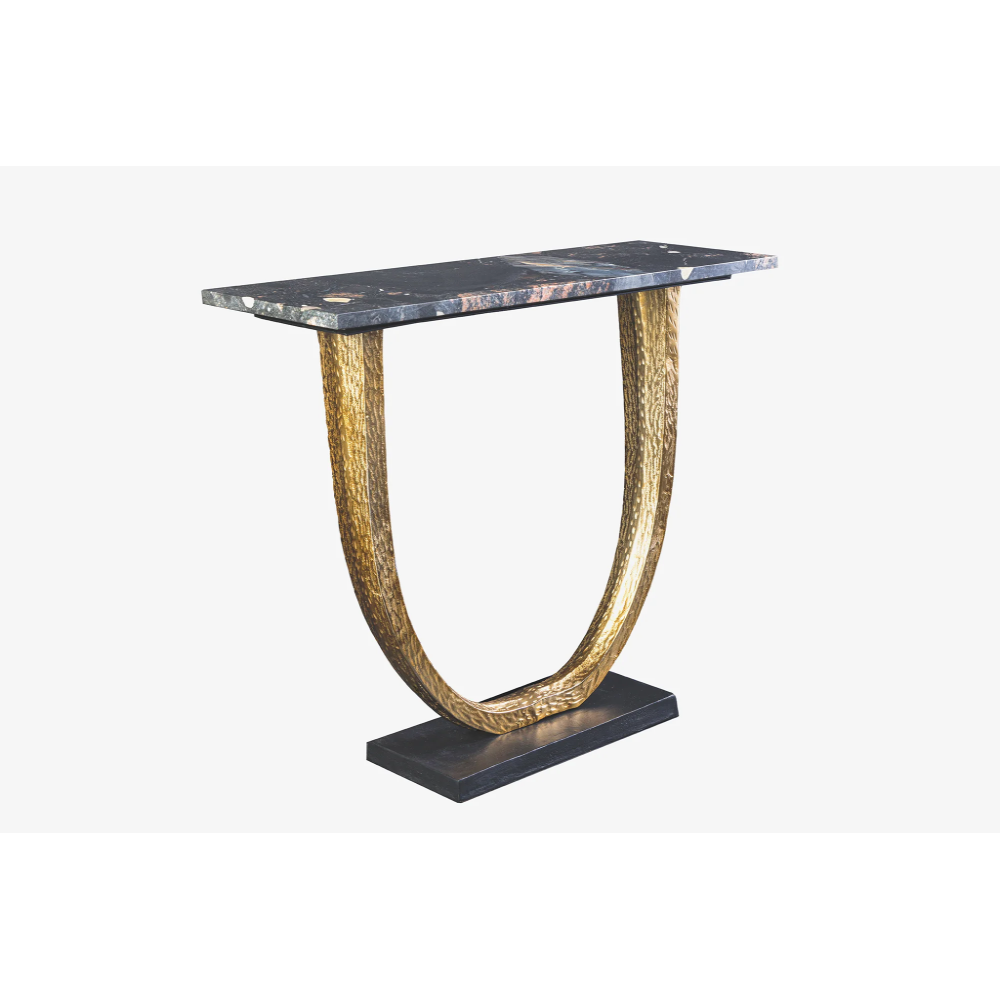 Ručně vyrobený konzolový stolek OMEGA 80cm mramorová černá se zlatým rámem  Konzolové stolky 44851