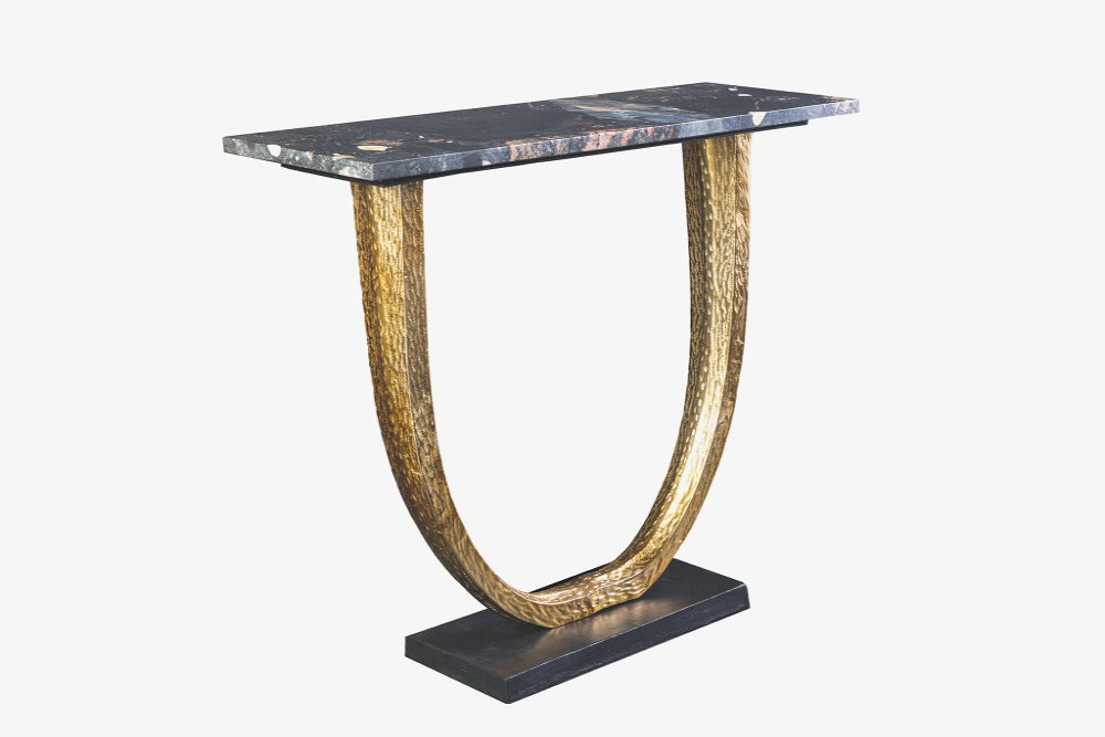Ručně vyrobený konzolový stolek OMEGA 80cm mramorová černá se zlatým rámem  Konzolové stolky 44851