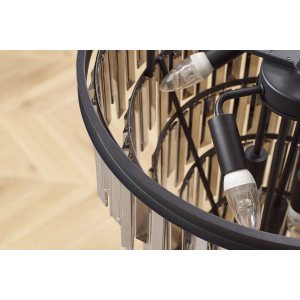 Lustr CRYSTAL 50cm železné černé skleněné hranoly šedé  Svítidla 44818