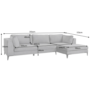 Rohová pohovka SIGNUM 315cm 3místná - šedá  Nábytek 44449